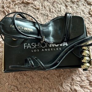 Fashion Nova Golden Rule heeled Sandals
